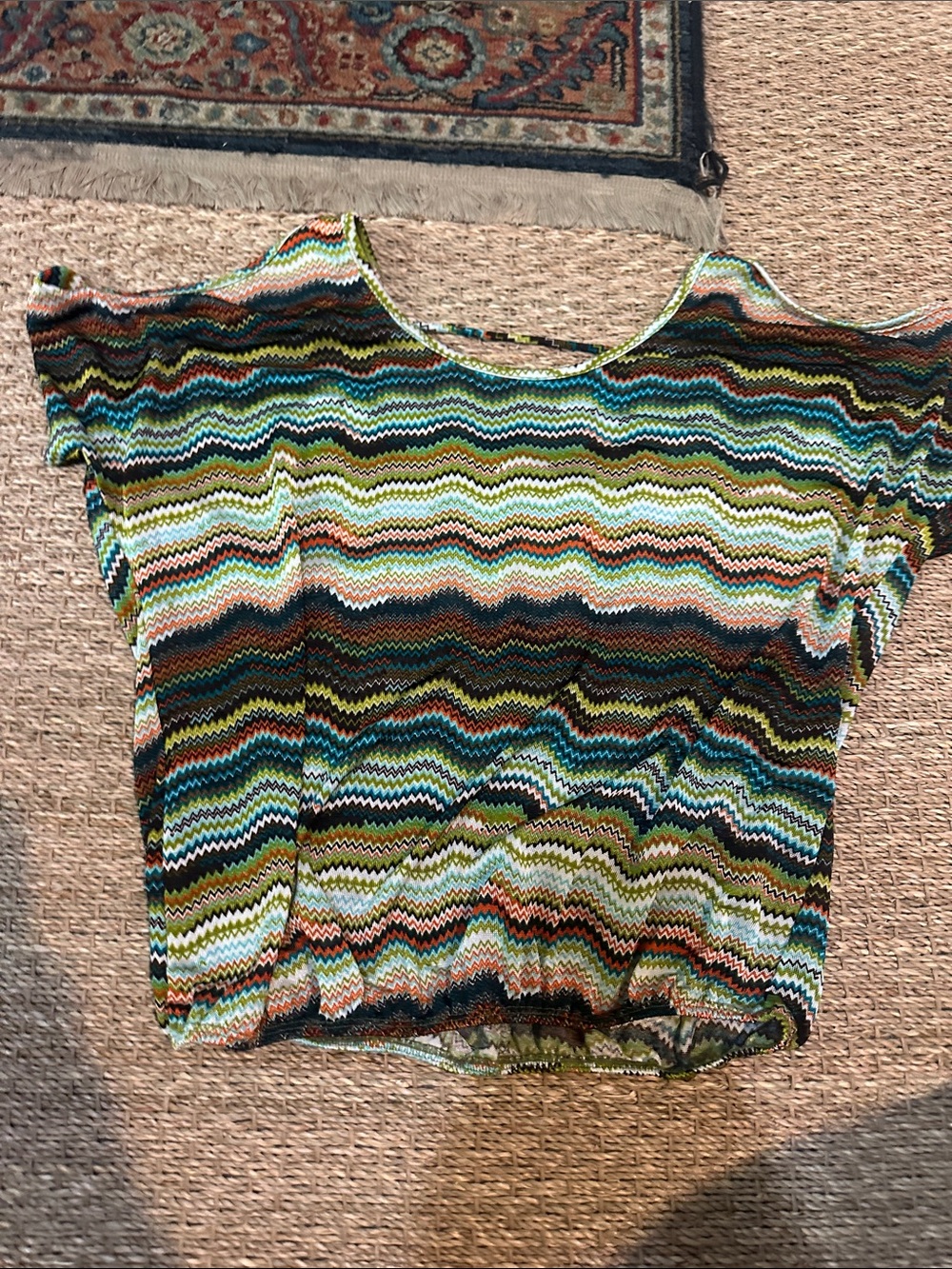 Daytrip Multicolor Wave Knit Short Sleeve Tunic